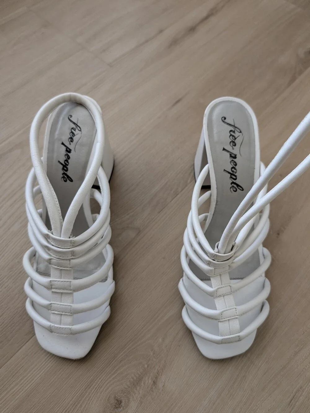 Free People White Multi-Strap Slide Heels Size 40